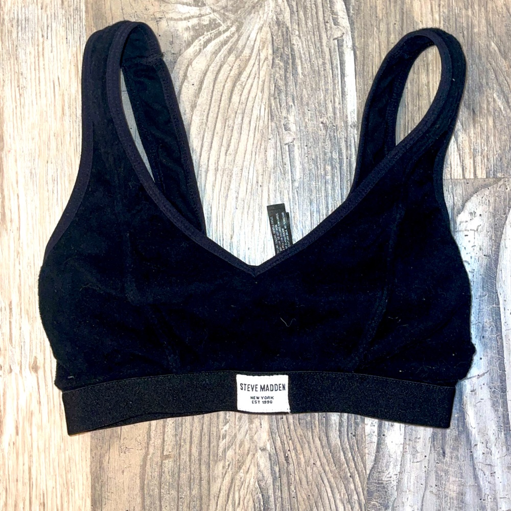 Steve Madden Black Velvet sports bra (can be worn as crop top)